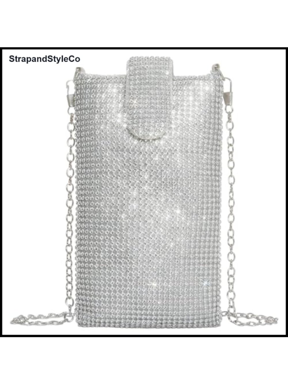 Rhinestone Embellished Evening Clutch Crossbody Phone Purse for Wedding Prom